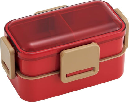 Skater Bento Box 2-Tier 600ml Cherry Red Dome Lid