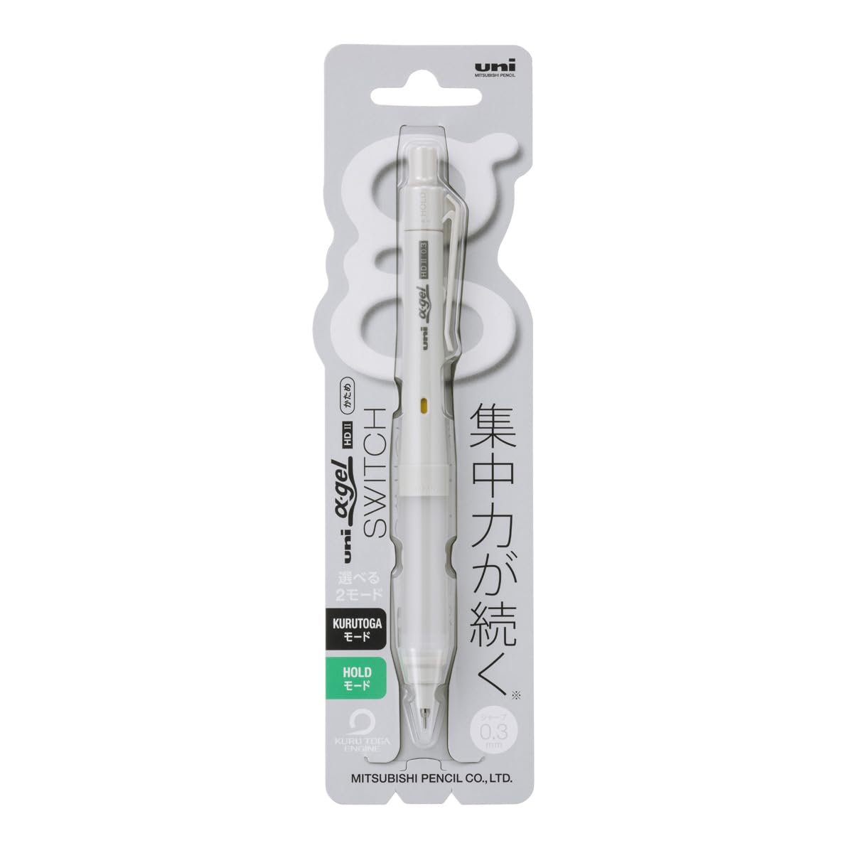 Mitsubishi Pencil Alpha Gel Switch Mechanical Pencil 0.3mm Grey
