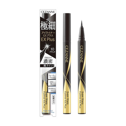 CEZANNE Ultra Fine Eyeliner EX Plus Black 0.4mL for Precise Definition