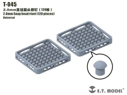 E.T Model 2.0mm Round Rivets for Model Kits 120 Pieces