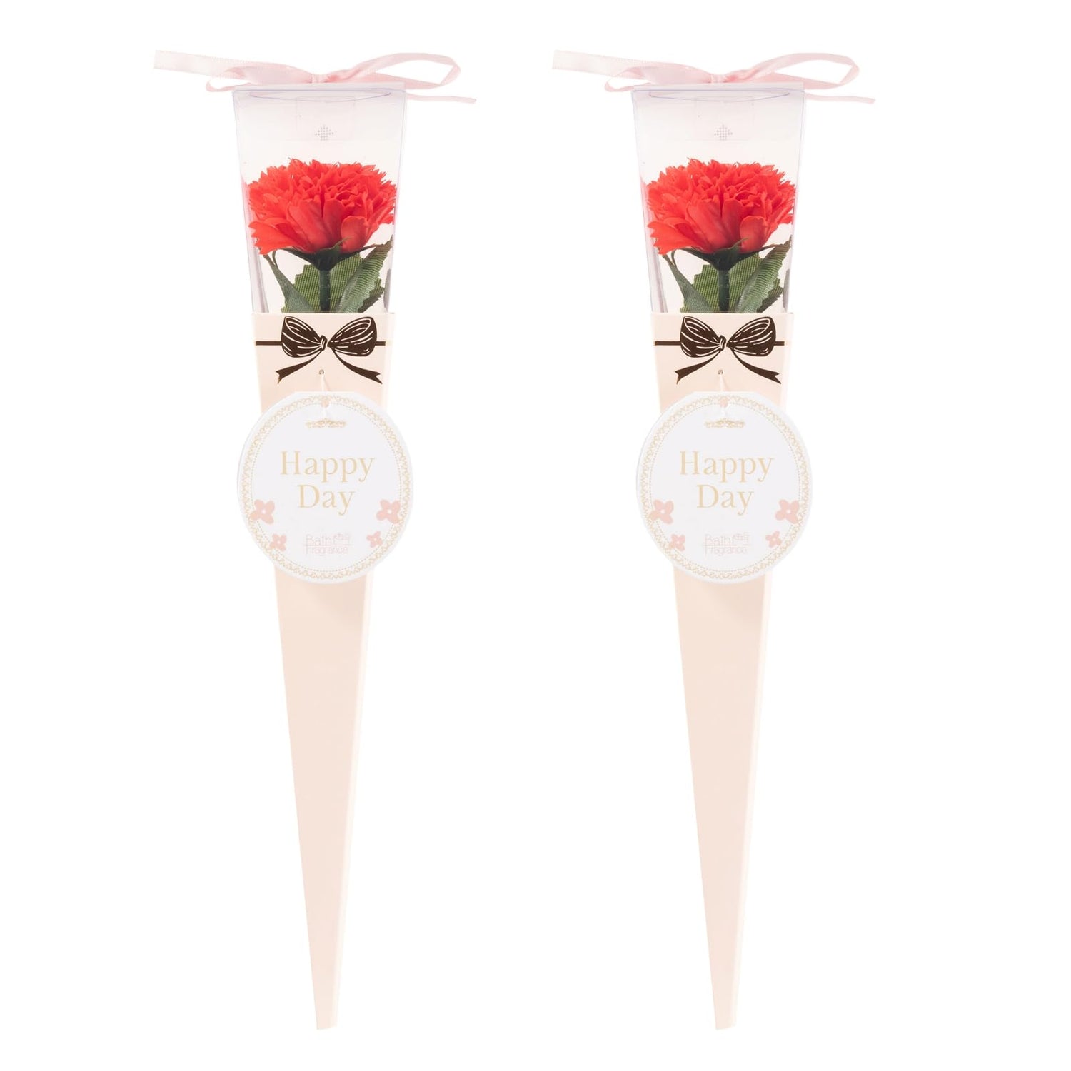 Q-FLA Bath Soak with Soap Flower Bouquet Red Carnation Gift Set