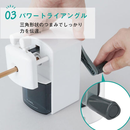CARL Manual Desktop Pencil Sharpener with Jam Removal Function White