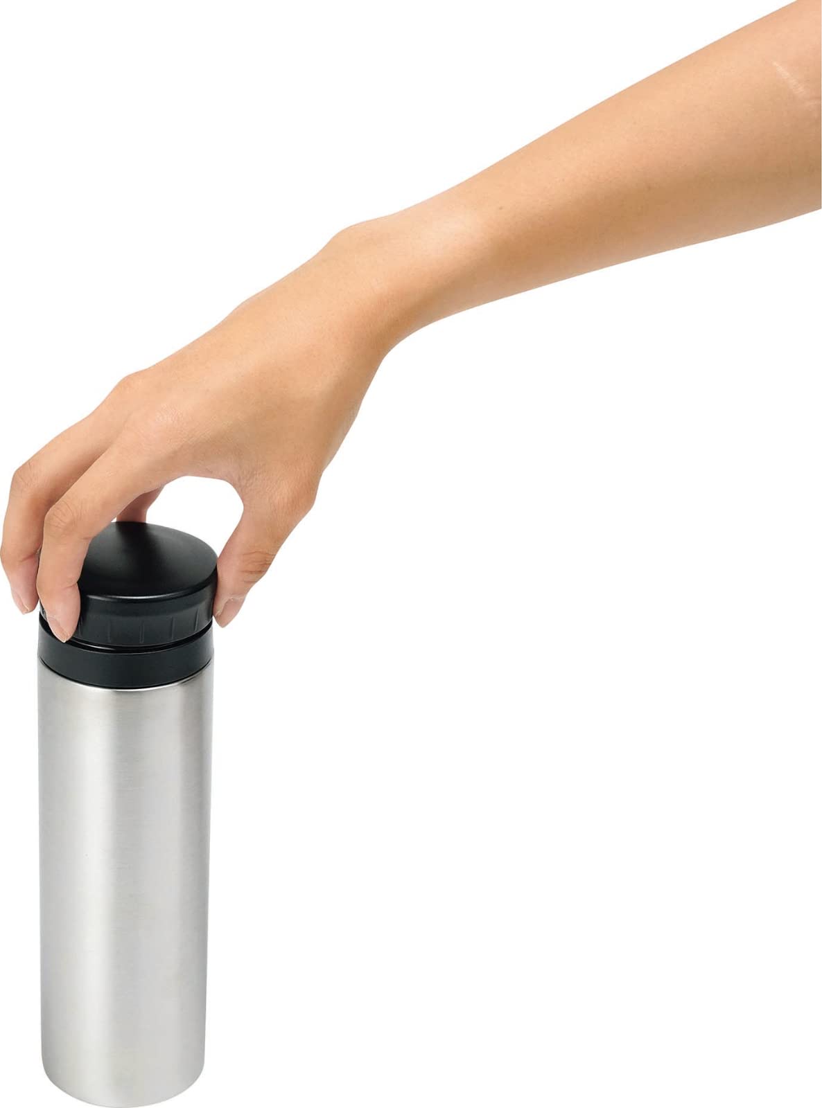 Kakusee Vacuum Insulated Water Bottle 300ml Silver with Ice Stopper