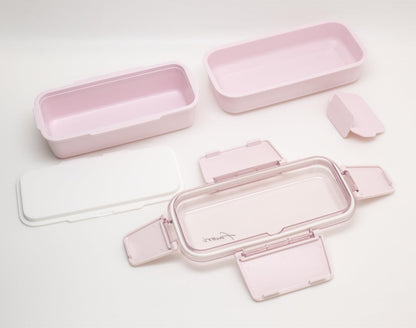 OSK DISH UP LUNCH Box Two-Tier Pink Microwave and Dishwasher Safe