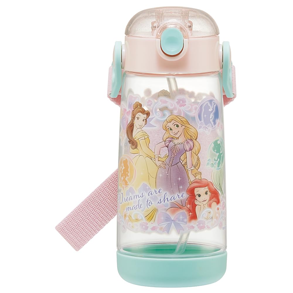 Skater Kids Straw Water Bottle 480ml with Disney Princess Design
