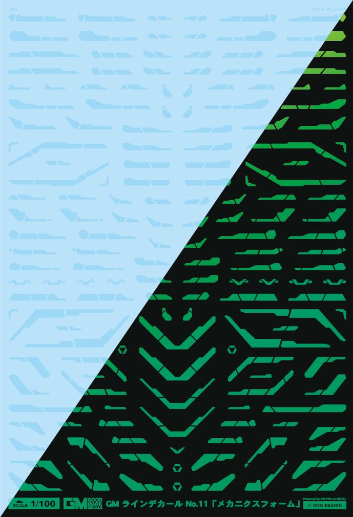 MYK DESIGN GM-967 1/100 Scale Model Water Transfer Decal Clear Neon Green