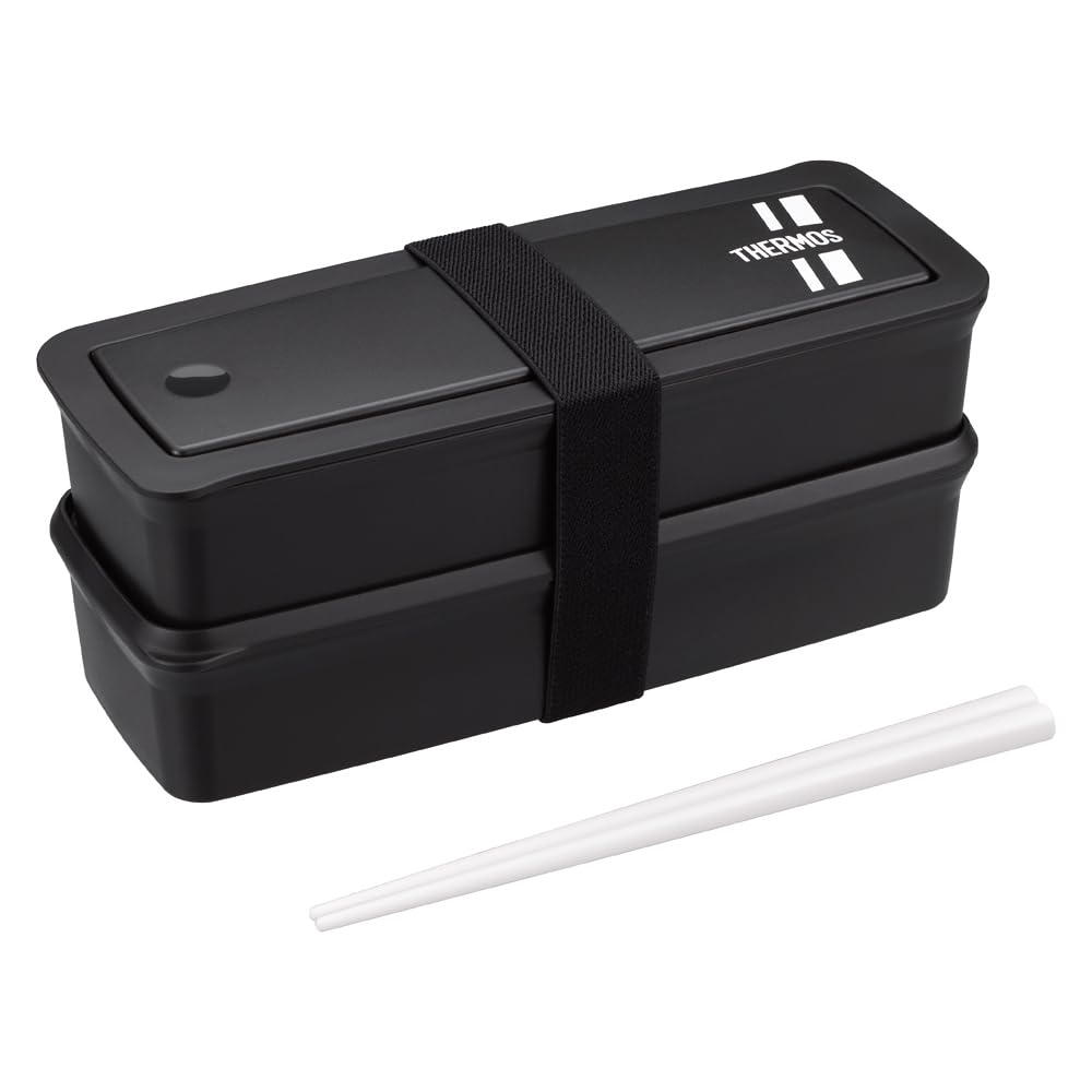 THERMOS 2-Tier Fresh Lunch Box with Chopsticks 980ml Black Silver