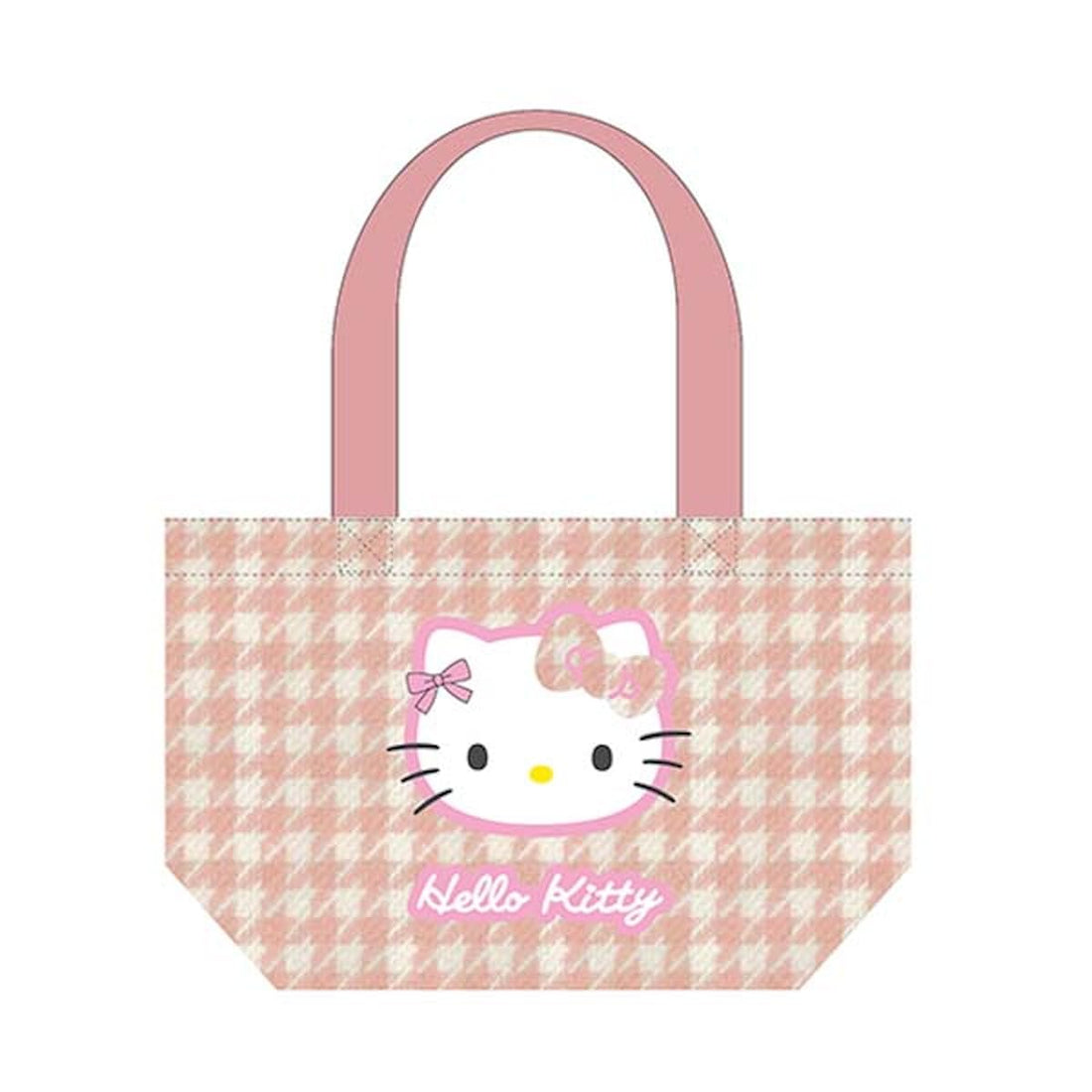 K Company Hello Kitty Mini Tote Pink Houndstooth Pattern 300mm