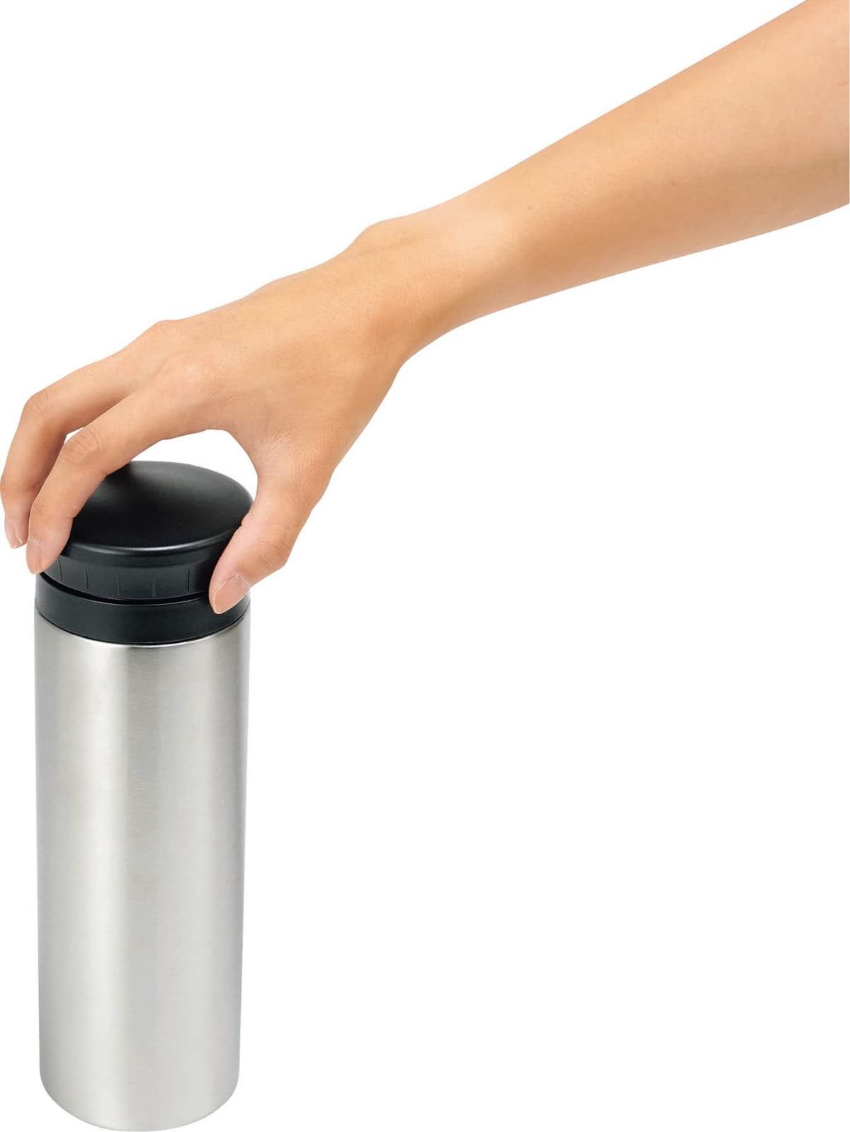 Kakusee Silver Insulated Water Bottle 500ml with Ice Stopper
