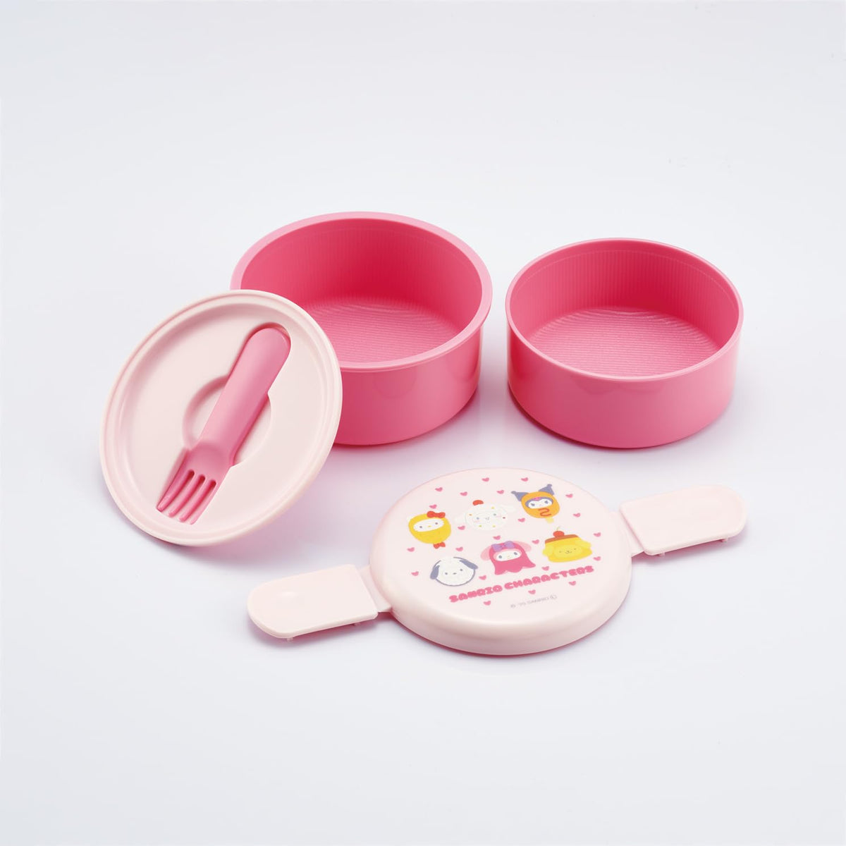 Skater Lunch Box with Fork 500ml Round Design Made in Japan