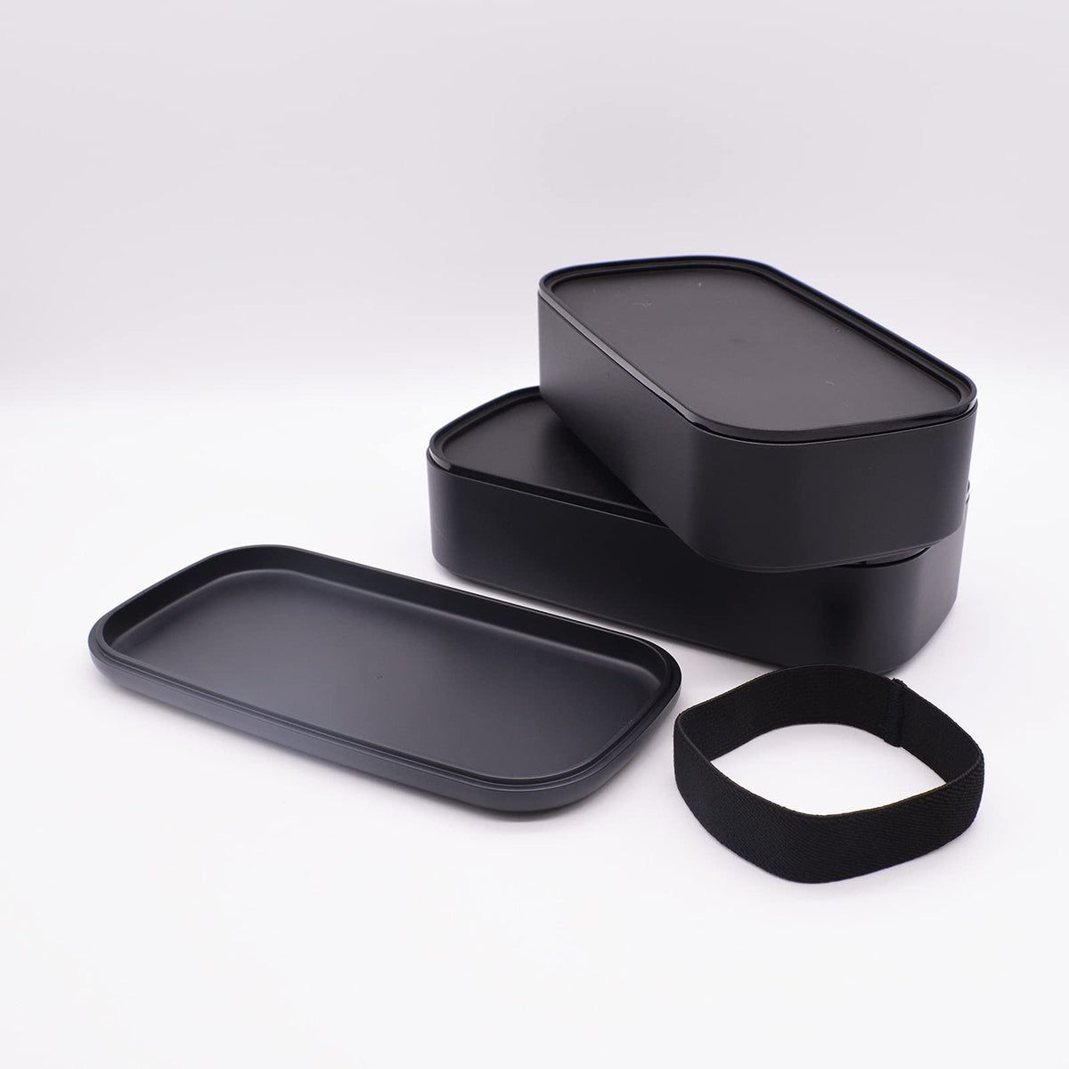 Mitani Bento Box Two-Tier Antibacterial Lunch Box 1000ml Black