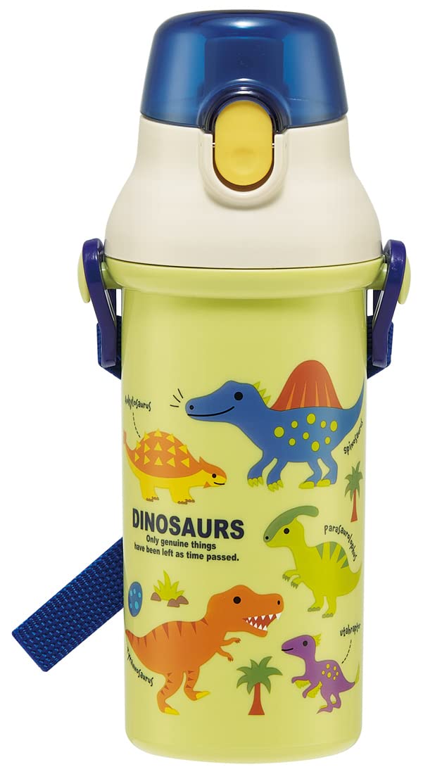 Skater Kids Water Bottle with One-Touch Lid 480ml Dinosaur Design