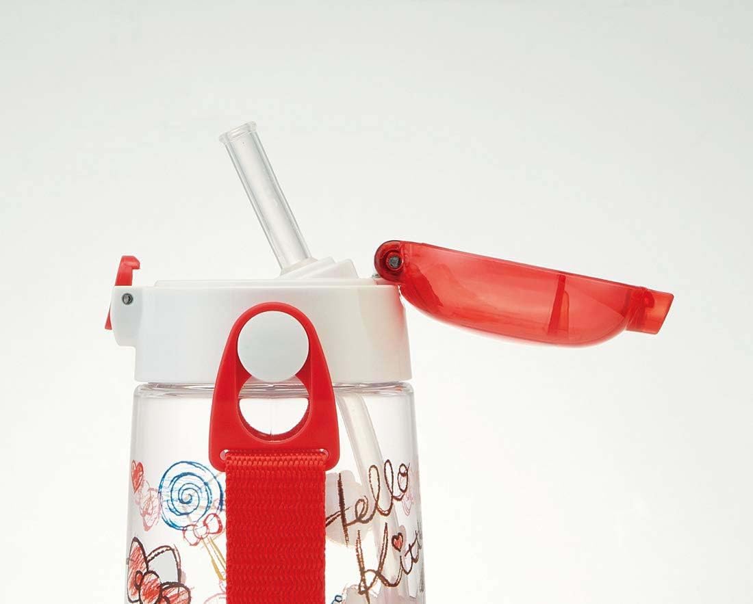 Skater Kids Straw Water Bottle 480ml with Hello Kitty Design