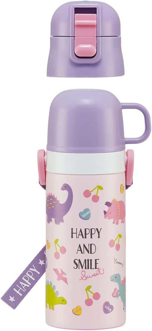 Skater 2WAY Water Bottle for Kids 420ml with Happy Smile Design
