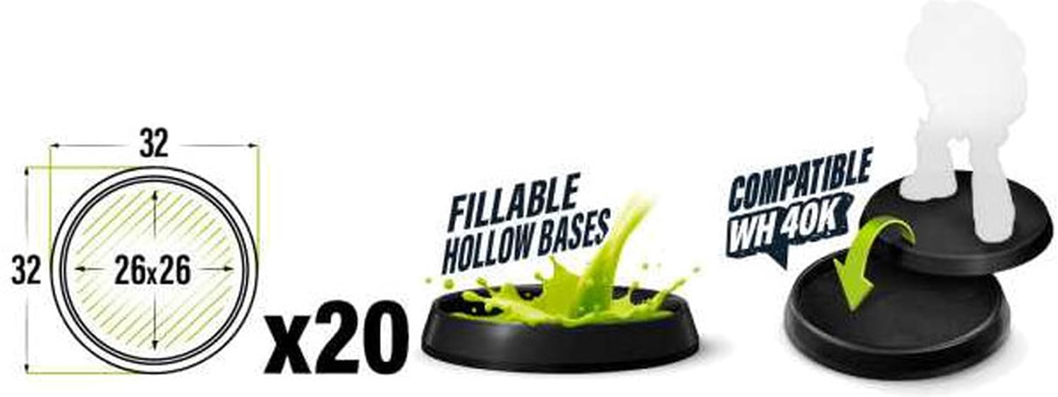 Green Stuff World Round Plastic Display Base 32mm Diameter Pack of 20