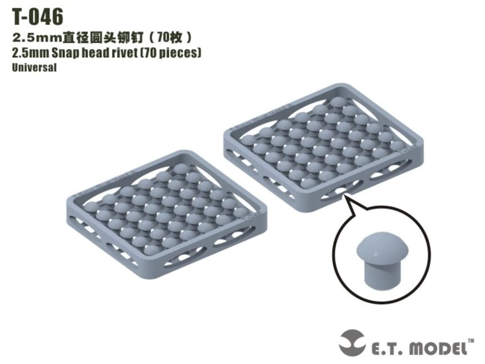 E.T Model 2.5mm Round Rivets Set of 70 for Scale Models