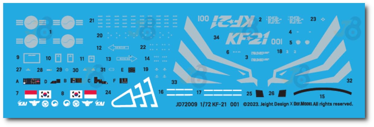 DEF.MODEL 1/72 Scale Korean Air Force KF-21 Borame Decal Set for Academy