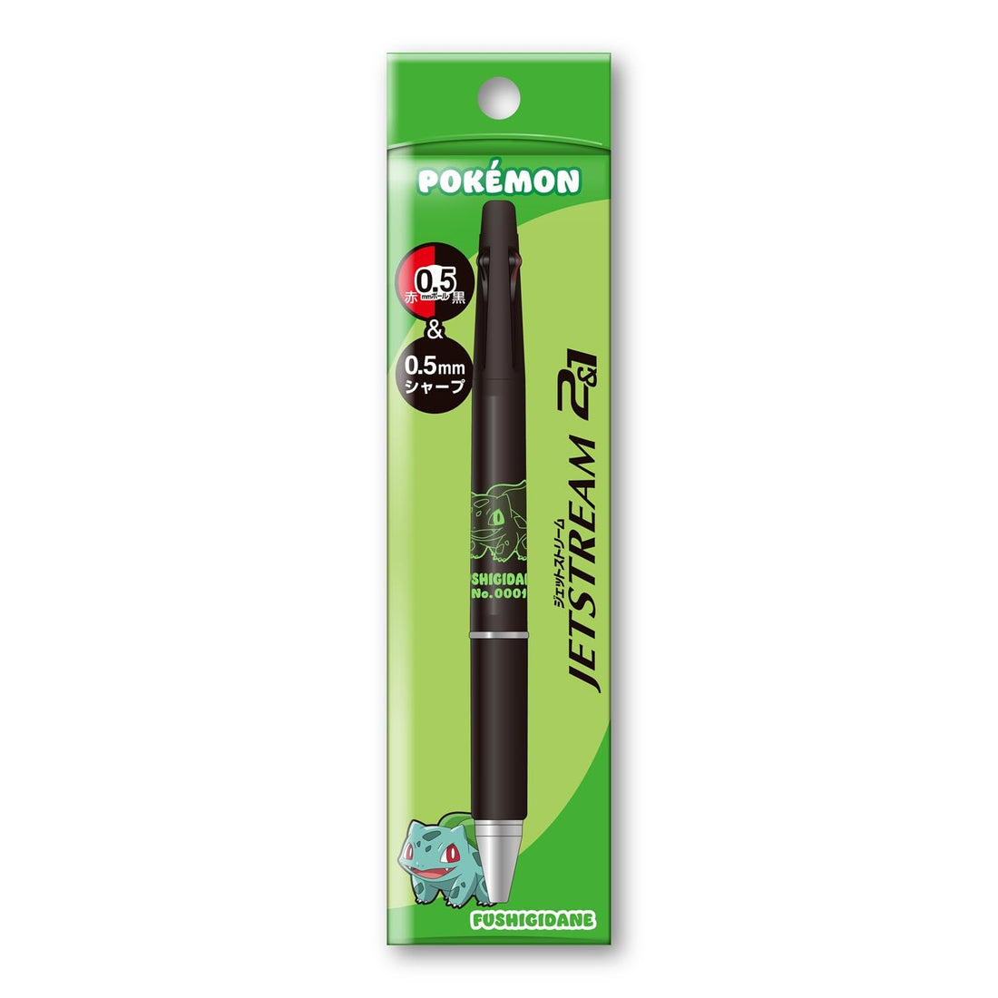 Showa Note Pokémon Jetstream 2&1 Multifunction Pen, 0.5 mm Mechanical Pencil and Black/Red 0.5 mm Ballpoint Pens, Bulbasaur