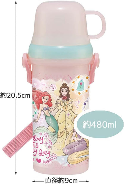 Skater Kids Water Bottle 480ml with Cup Disney Princess