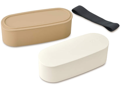 THERMOS Fresh Lunch Box 600ml Two-Tier Beige for Meal Prep