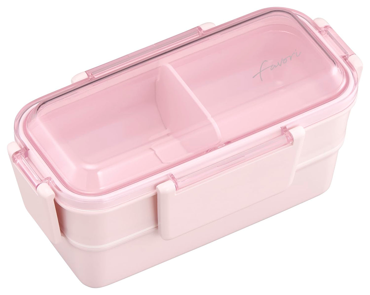 OSK DISH UP LUNCH Box Two-Tier Pink Microwave and Dishwasher Safe
