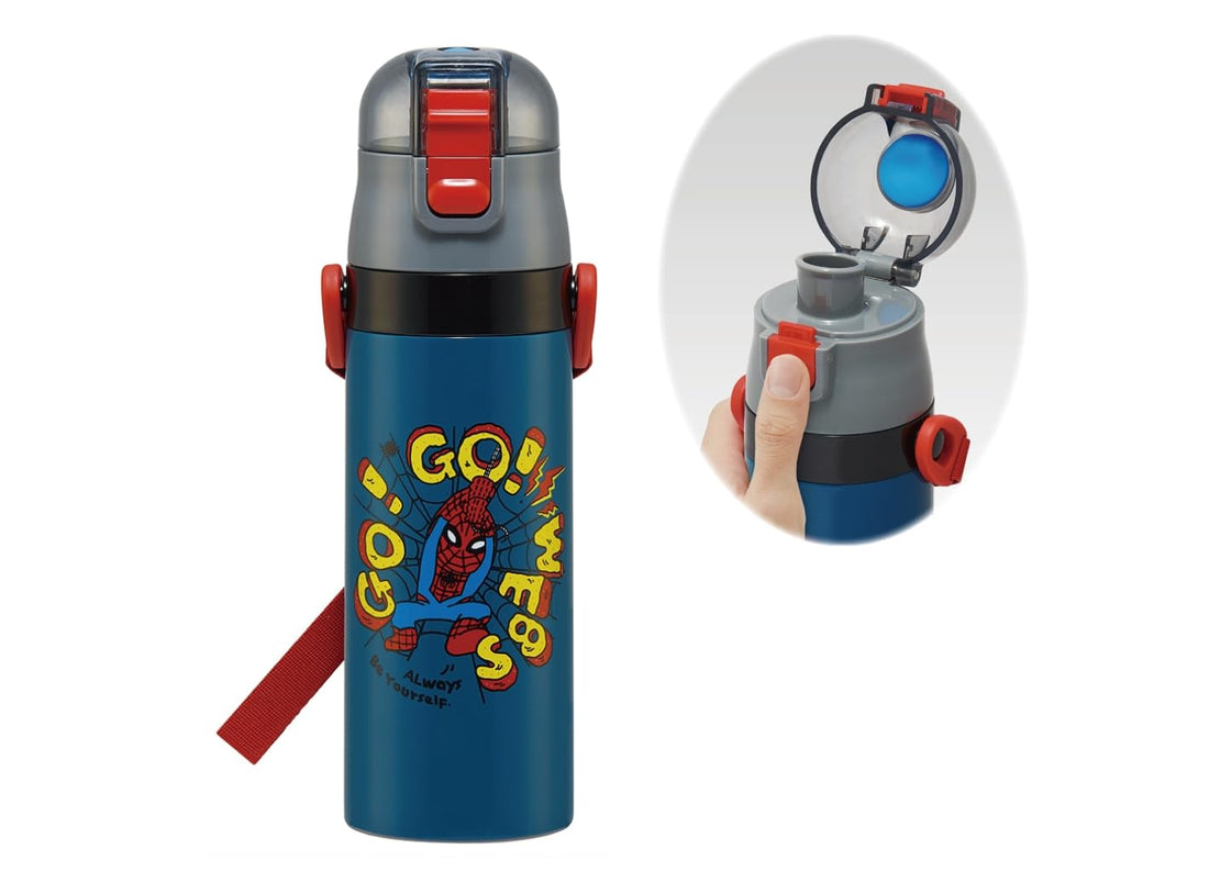 Skater Water Bottle 470ml Spider-Man Pop Comics Boys Direct Drink Stainless Steel Lightweight Cold Retention Only