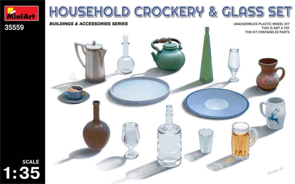 Miniart 1/35 Household Ceramic and Glass Set Model Kit Parts