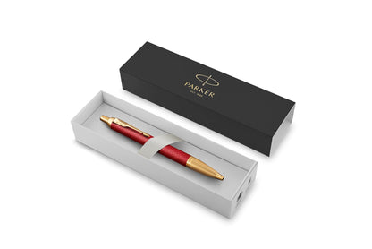 PARKER IM Premium Matte Red GT Ballpoint Pen Gift Boxed