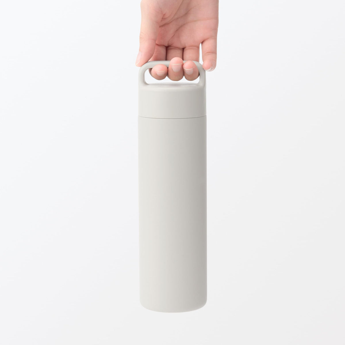 Mujirushiryouhin Vacuum Insulated Bottle with Handle 500mL Gray Beige