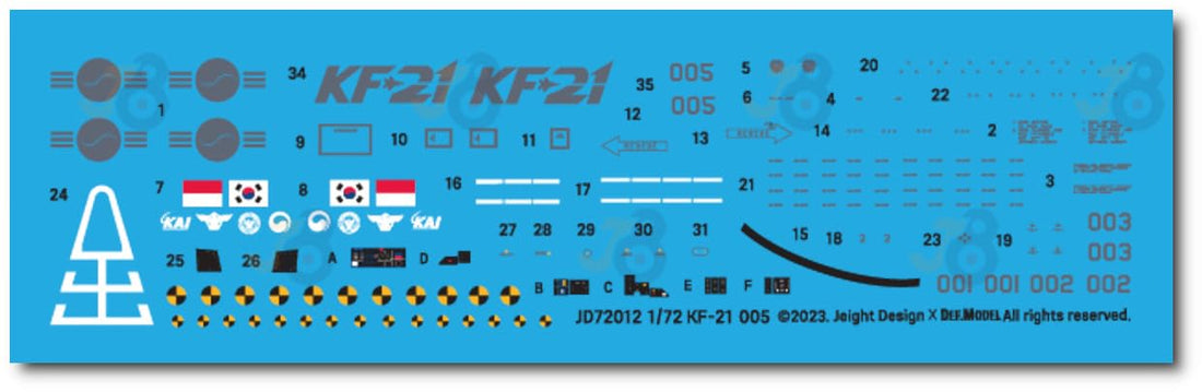 DEF.MODEL 1/72 Scale Decal Set for Korean Air Force KF-21 Boraem