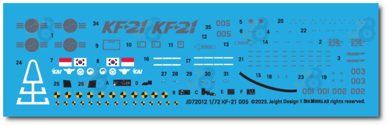 DEF.MODEL 1/72 Scale Decal Set for Korean Air Force KF-21 Boraem