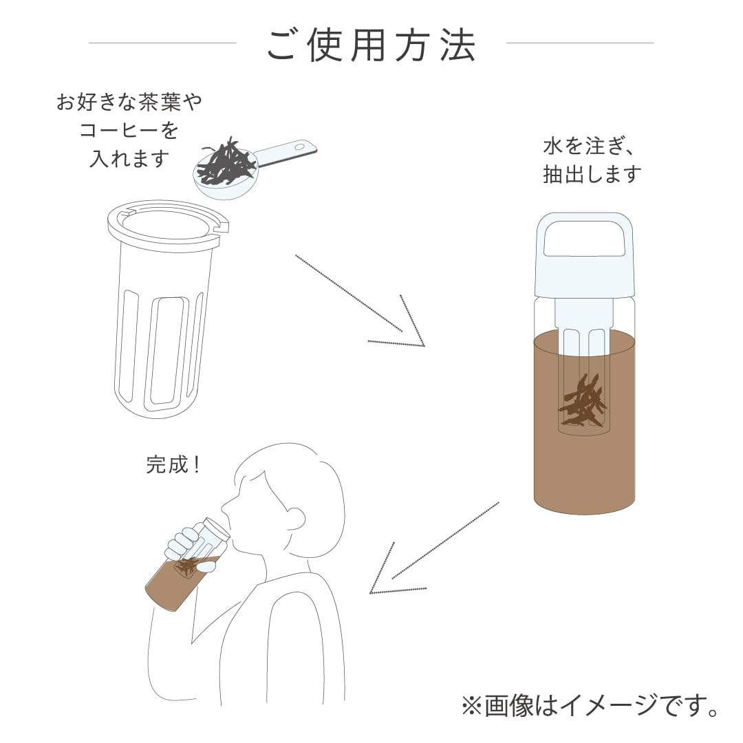 Kakusee Water Bottle 500ml with Strainer Lightweight Tritan Mocha Beige