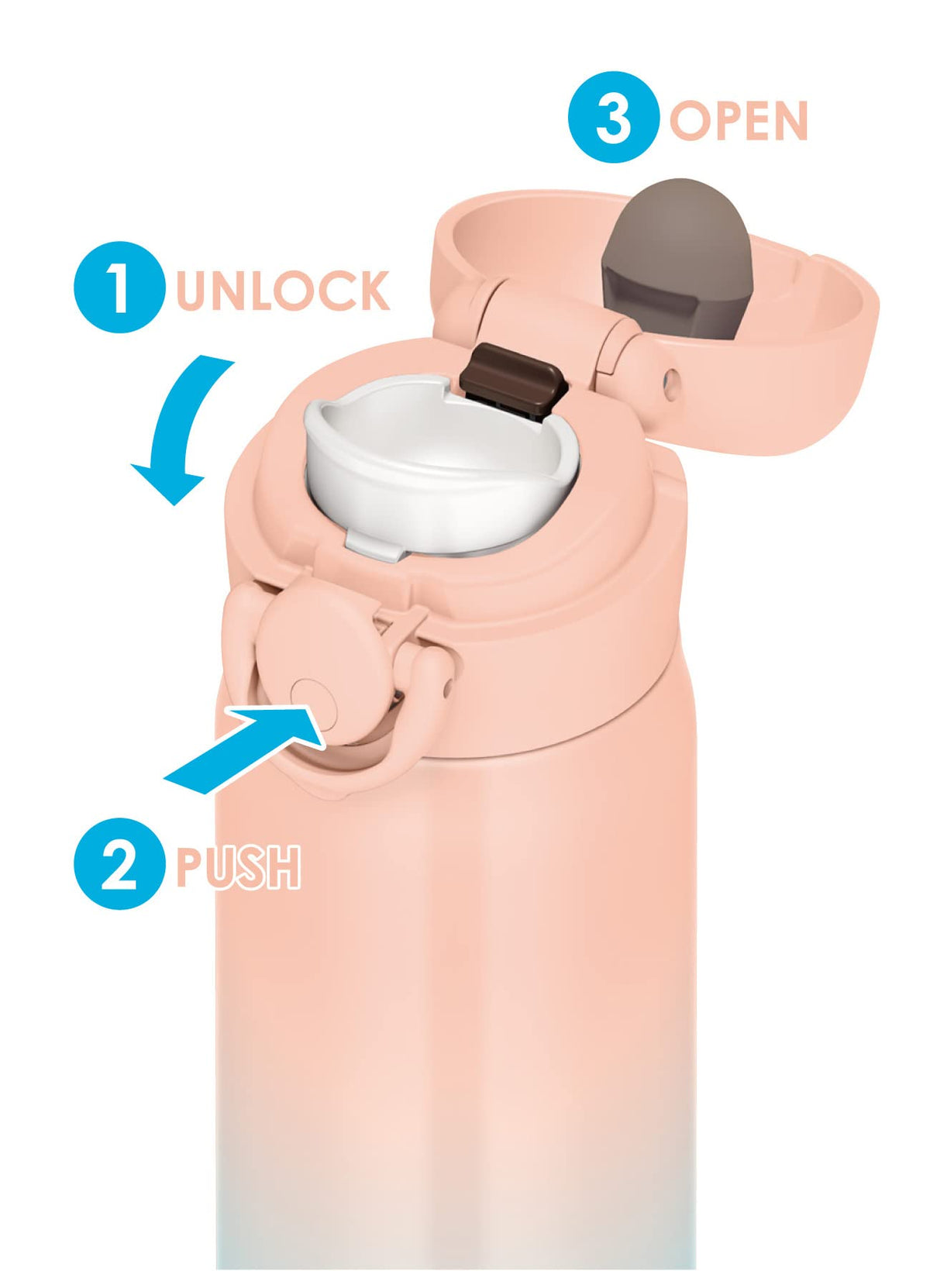 THERMOS Vacuum Insulated Travel Mug 500ml Pink Gradient Lightweight Design