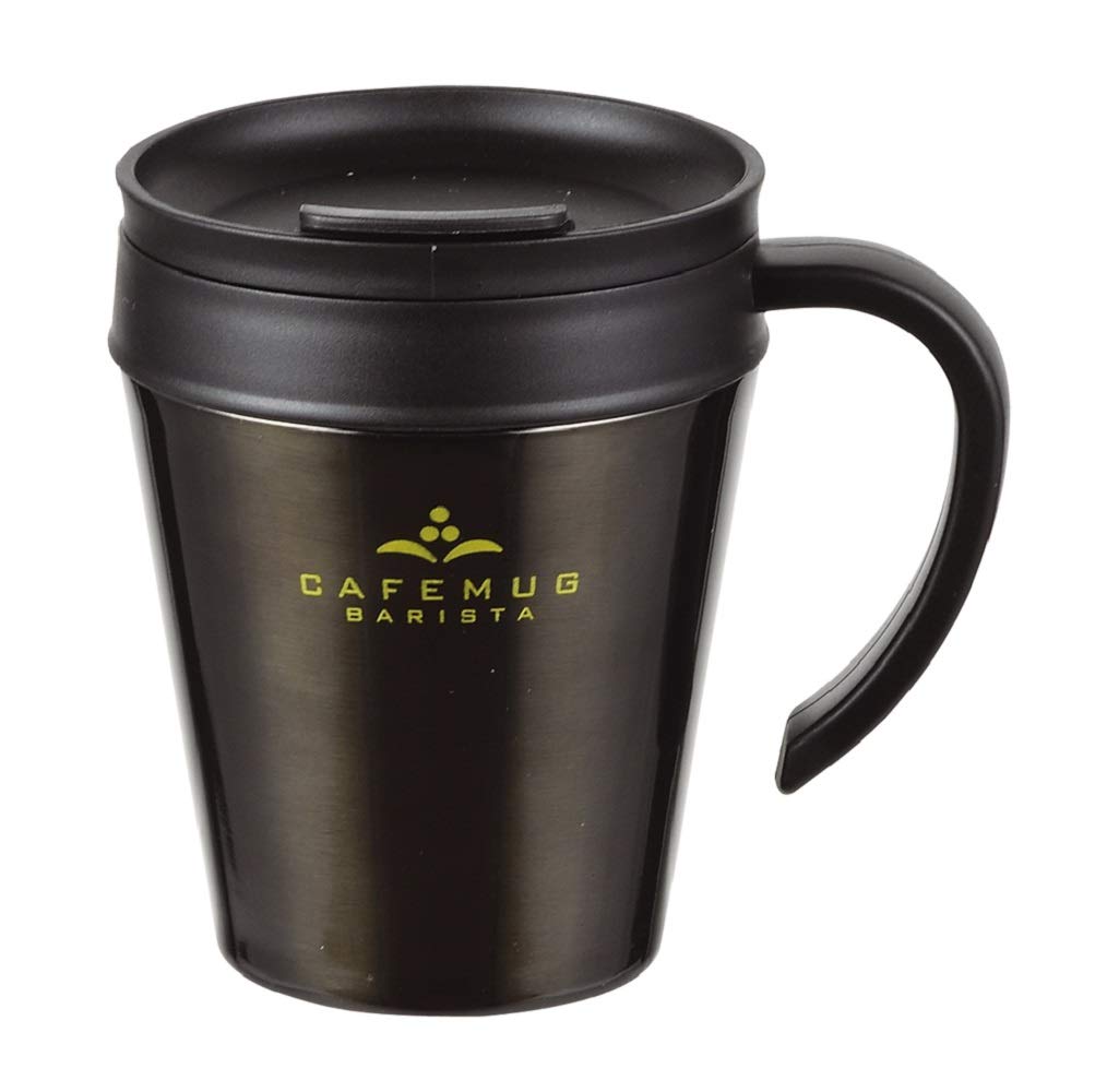 Paarukinzoku Black Mug with Vacuum Lid 330ml for Daily Use