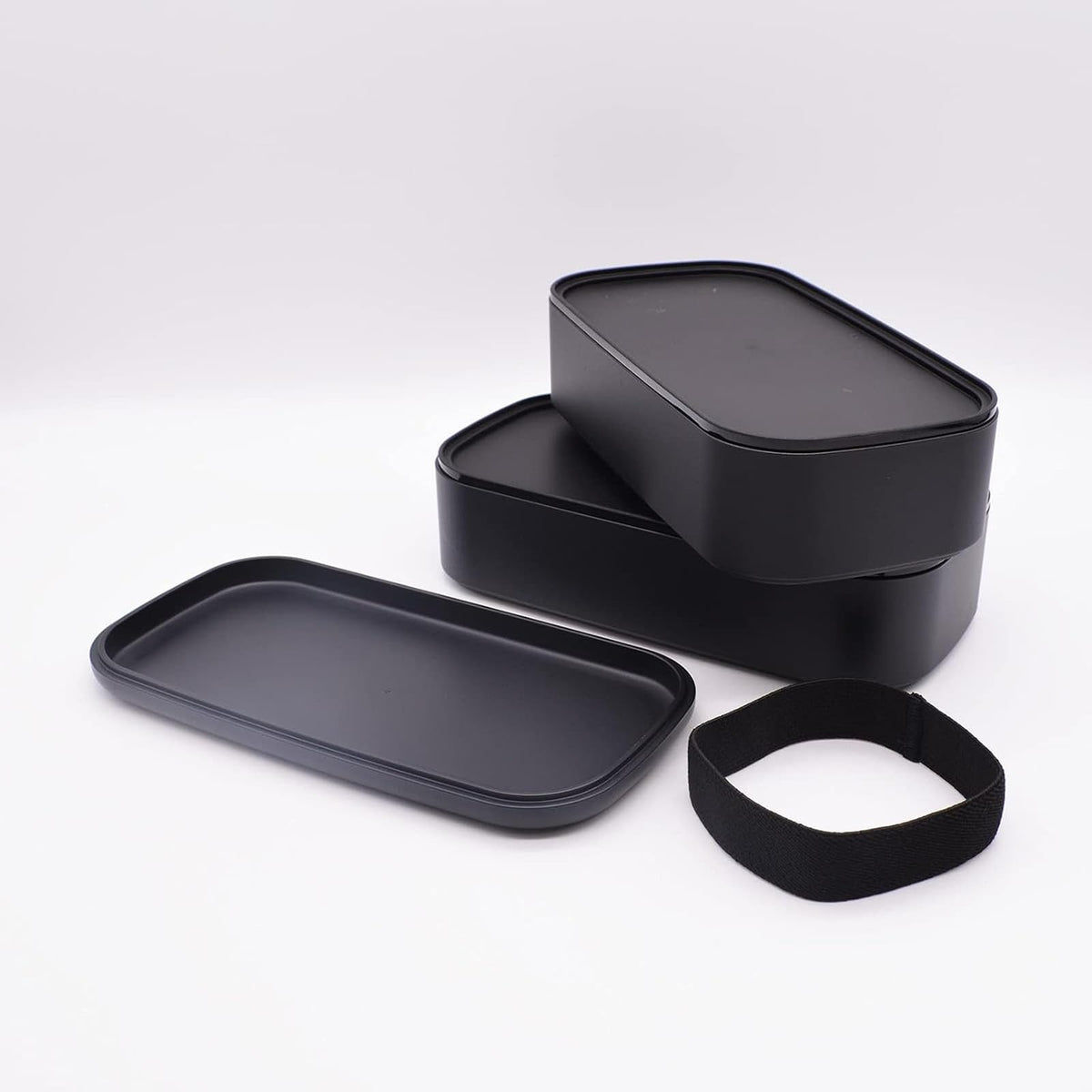 Mitani Bento Box Two-Tier Antibacterial Lunch Box 1000ml Black