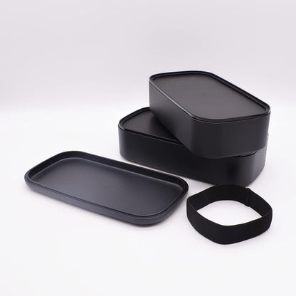 Mitani Bento Box Two-Tier Antibacterial Lunch Box 1000ml Black