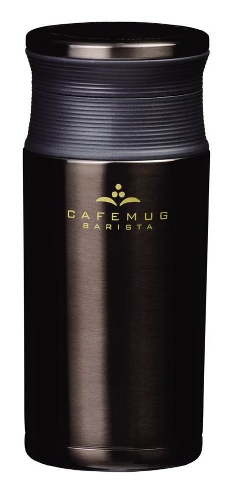 Pearl Metal Cafe Mug Barista Direct-Drink Lightweight Stainless Steel Mug Bottle, Black 350ml HB-2606