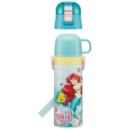 Skater Kids Water Bottle 2WAY 470ml with Disney Ariel Design