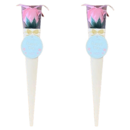 Q-FLA Bath Soak with Soap Flower Bouquet Gift Set Pink