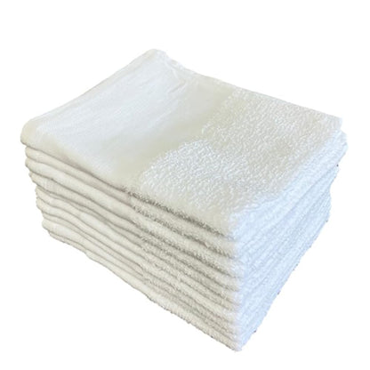Plus One Thin Flat Face Towels Set of 10 White Cotton 34x84cm