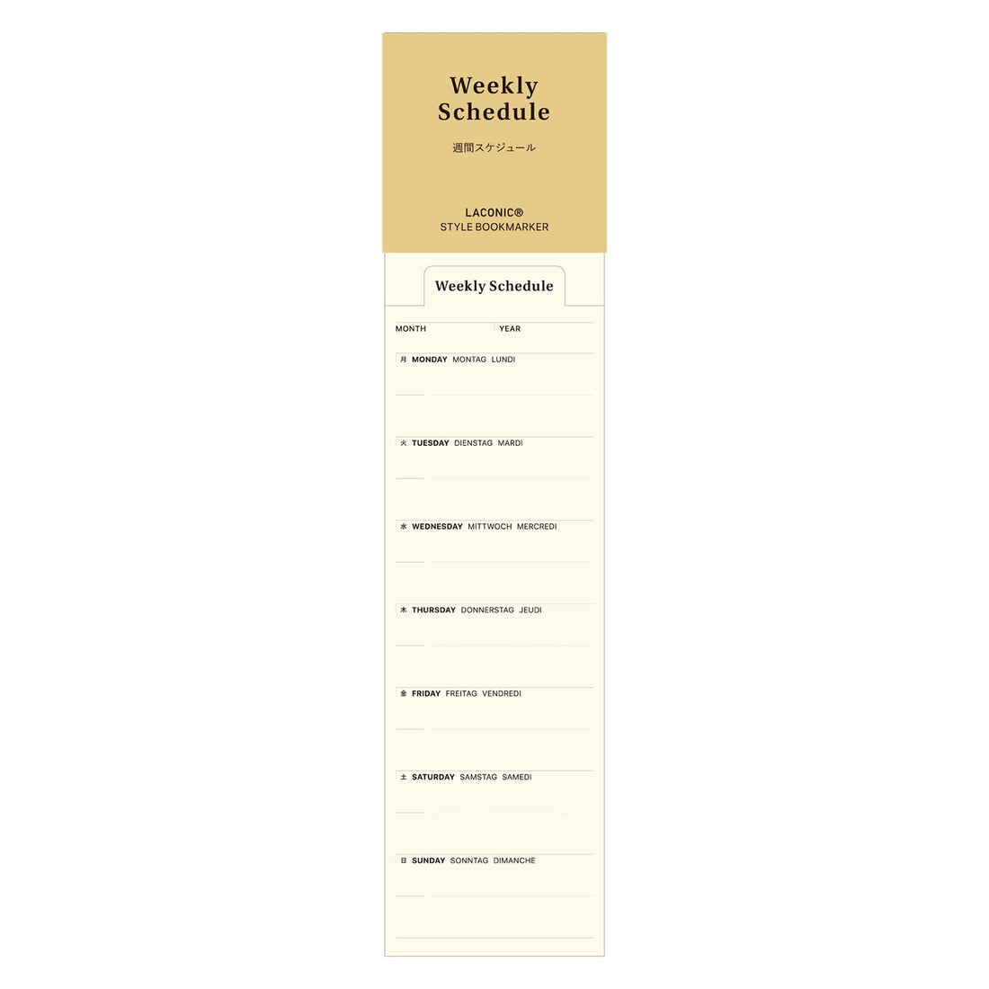 Laconic Weekly Bookmark Memo Date-Free Style Note