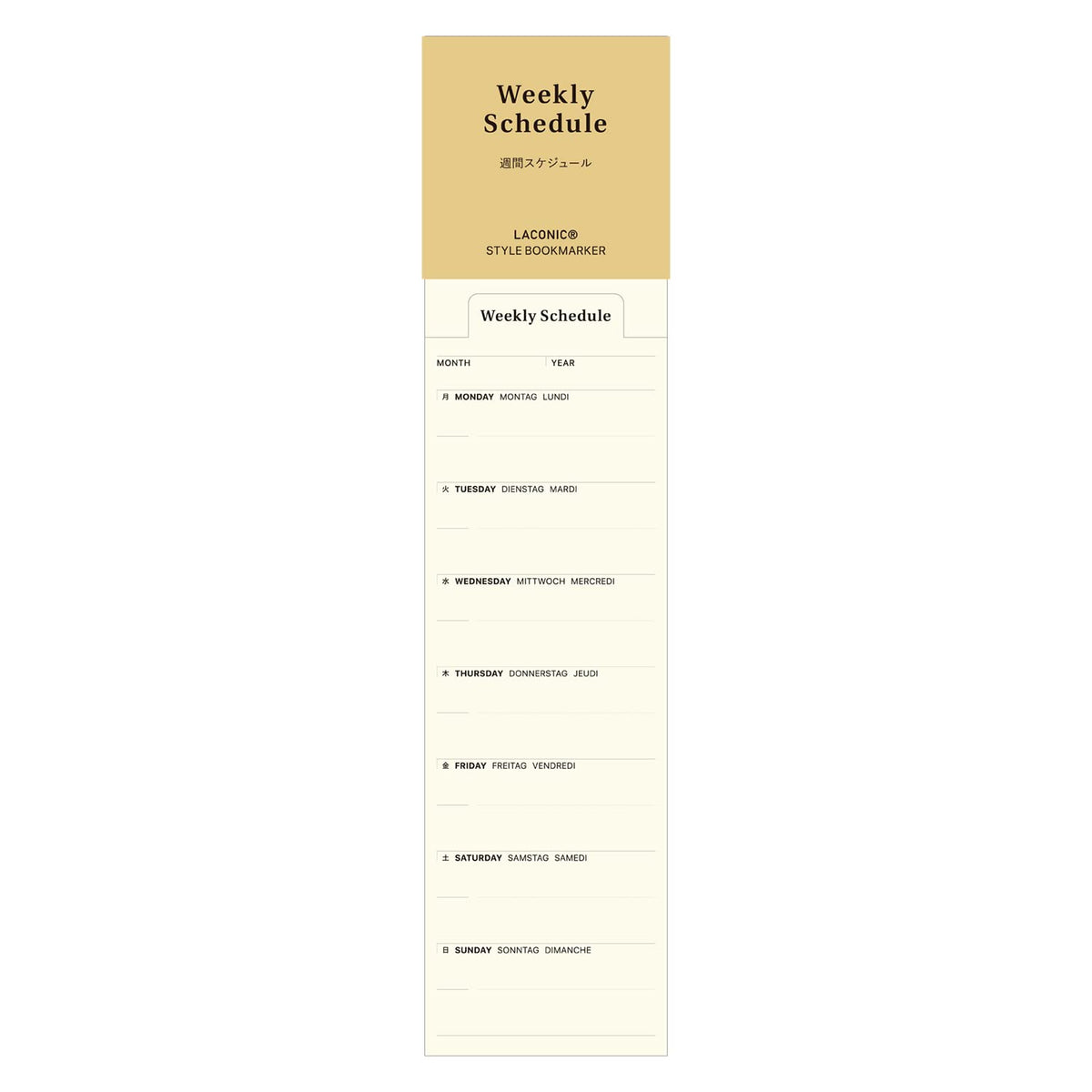 Laconic Weekly Bookmark Memo Date-Free Style Note