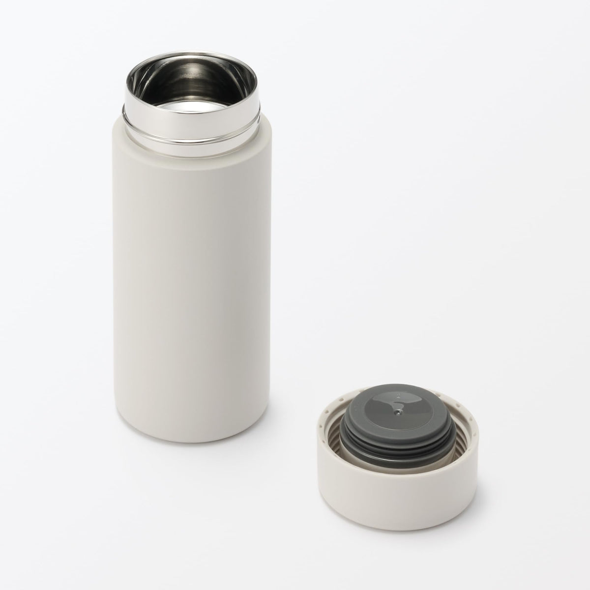 MUJI Vacuum Insulated Bottle Flat Type 350mL Gray Beige