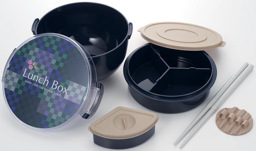 MI Kurieeshonzu Bowl Lunch Box with Chopsticks and Sauce Container Navy