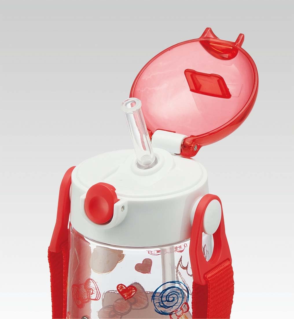 Skater Kids Straw Water Bottle 480ml with Hello Kitty Design