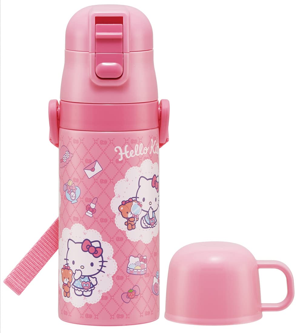 スケーター(Skater) 水筒 子供用 2WAY ストロー飲み 400ml コップ飲み 350ml サンリオ ハローキティ おしゃれガール 女の子 ステンレス 軽量タイプ 保温保冷 小容量 waterbottle スポーツボトル キッズ こども 水瓶 SKCP3-A