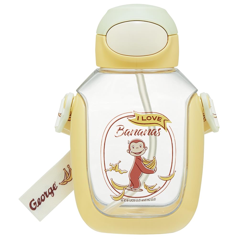 Skater Water Bottle with Straw 530ml for Kids Featuring Curious George