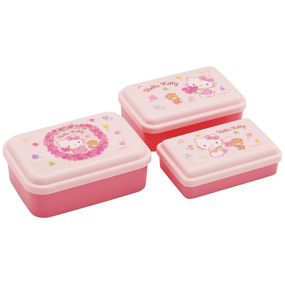 Skater Hello Kitty Flower Wreath Storage Containers Set of 3