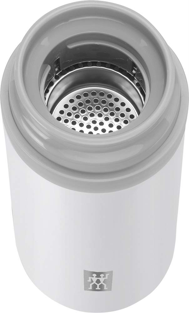 ZWILLING Strainer Bottle 420ml White Stainless Steel for Hot and Cold Beverages
