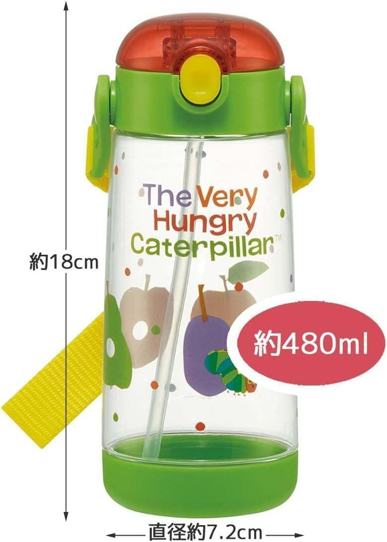 Skater Kids Straw Water Bottle 480ml Clear with One-Touch Design